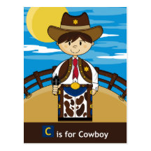 Cute Cowboy with Pistol Scene Post Card