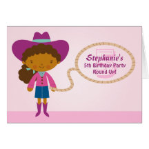 Cute cowgirl lasso girl's birthday party invite greeting cards