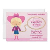 Cute cowgirl lasso girl's birthday party invite