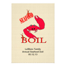Cute Crab Crawfish / Lobster Seafood Boil Custom Invite