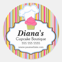 Cute Cupcake and Baker's Hat Bakery Stickers