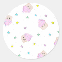 Cute cupcake pattern round sticker