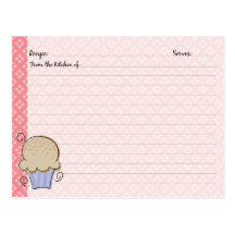 Cute Cupcake Recipe Cards Post Cards