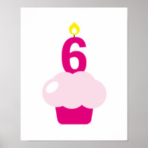 Cute Cupcake with Birthday Candle Print