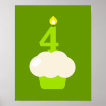 Cute Cupcake with Birthday Candle Print