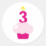 Cute Cupcake with Birthday Candle Round Sticker
