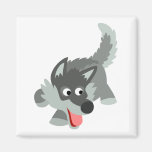 Cute Curious Cartoon Wolf  Magnet