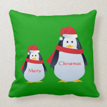 Cute Custom Merry Christmas Penguin Animal Pillow