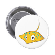 Cute Custom Stingray Cartoon Shirt Pinback Button