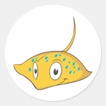 Cute Custom Stingray Cartoon Shirt Round Sticker