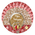 Cute Damask Cartoon Wood Grain Thanksgiving Turkey stickers