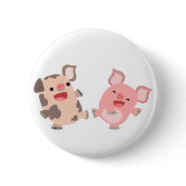 Cute Dancing Cartoon Pigs Button Badge