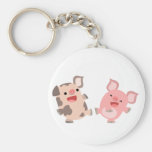 Cute Dancing Cartoon Pigs Keyring Key Chains