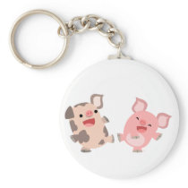 Cute Dancing Cartoon Pigs Keyring