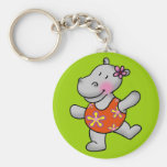 Cute dancing hippo in swimming suit keychains