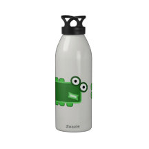 Cute Dark Green Cartoon Monster Water Bottles