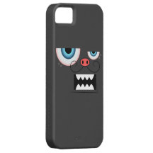 Cute Dark Grey Moustache Monster Emoticon