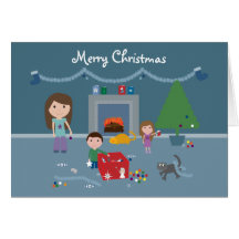 Cute Decorating The Tree Christmas Greeting Card