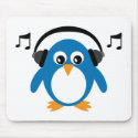 Cute Dee Jay Penguin & Headphones Customisable mousepads