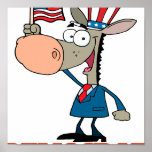 cute democratic donkey cartoon character print