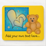 Cute Design with Heart & Teddy Mouse Mat