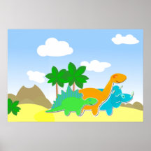 Cute Dinosaur Friends Poster