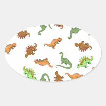 Cute Dinosaur Pattern Oval Stickers