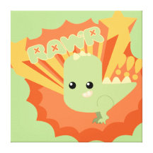 Cute Dinosaur Rawr Gallery Wrapped Canvas