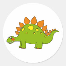 Cute dinosaur - stegosaurus round stickers