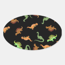 Cute Dinosaurs on Black Background Stickers