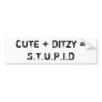 CUTE + DITZY = S.T.U.P.I.D BUMPER STICKERS