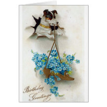Cute Dog and Shoe Birthday Greetings Greeting Cards