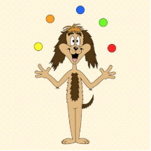 Cute Dog Cartoon. Juggler. Photo Cutout