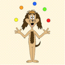 Cute Dog Cartoon. Juggler. Photo Cut Outs