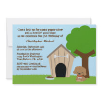 Cute doggie house boy's birthday party invitation