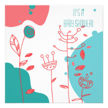 cute doodle flowers It's a Baby Shower! Personalized Invitation
