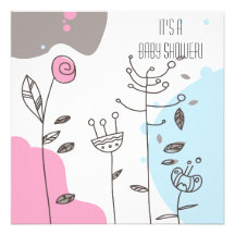 cute doodle flowers It's aBaby Shower! Personalized Invite