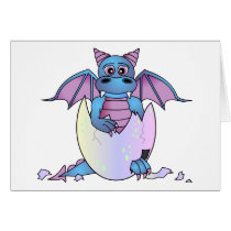 Cute Dragon Baby in Cracked Egg - Blue / Purple