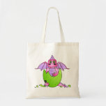 Cute Dragon Baby in Cracked Egg - Pink / Purple Canvas Bag