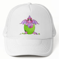 Cute Dragon Baby in Cracked Egg - Pink / Purple Trucker Hat