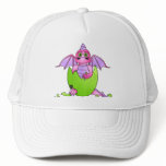 Cute Dragon Baby in Cracked Egg - Pink / Purple hats