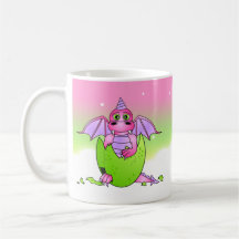 Cute Dragon Baby in Cracked Egg - Pink / Purple Mug