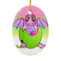 Cute Dragon Baby in Cracked Egg - Pink / Purple