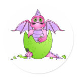 Cute Dragon Baby in Cracked Egg - Pink / Purple stickers