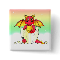Cute Dragon Baby in Cracked Egg - Red / Yellow