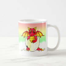 Cute Dragon Baby in Cracked Egg - Red / Yellow Coffee Mug