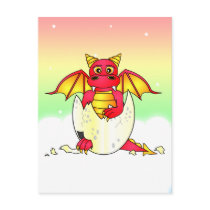 Cute Dragon Baby in Cracked Egg - Red / Yellow