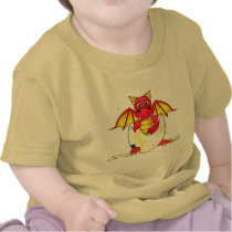 Cute Dragon Baby in Cracked Egg - Red / Yellow Shirt