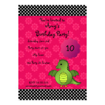 Cute dragon birthday invitation