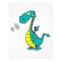 cute dragon puffing smoke rings cartoon personalized invite
